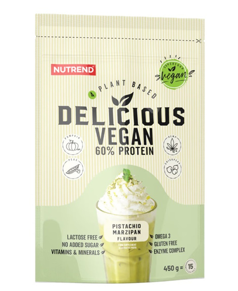 Nutrend Delicious Vegan Pistacjowy Marcepan Wegańska Odżywka Białkowa dla Zdrowego Stylu Życia 450g