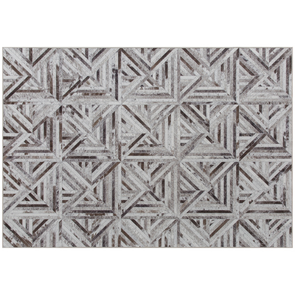 HOMCOM Modern Area Rug, Triangle Pattern Non-Slip Washable Rug, Chenille Floor Carpet for Living Room, Bedroom, Dining Room, Home Office, 290 x 200 cm, Brown