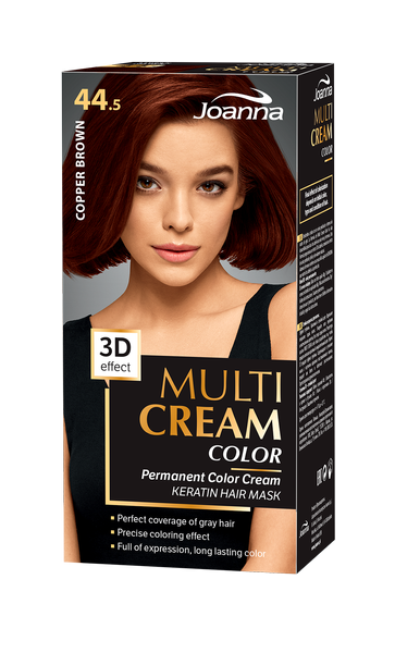 Joanna Multi Cream Trwały Intensywny Kolor Włosów Farba Pielęgnująca 44.5 Miedziany Brąz 60x40x20g