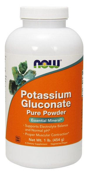 Now Foods Potassium Gluconate Pure Powder Wspiera Prawidłowe Skurcze Mięśni 454g