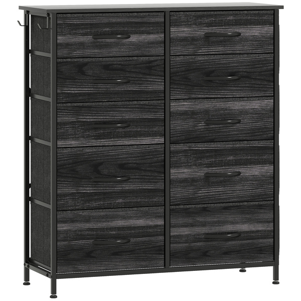 HOMCOM Chest of Ten Fabric Drawers - Black