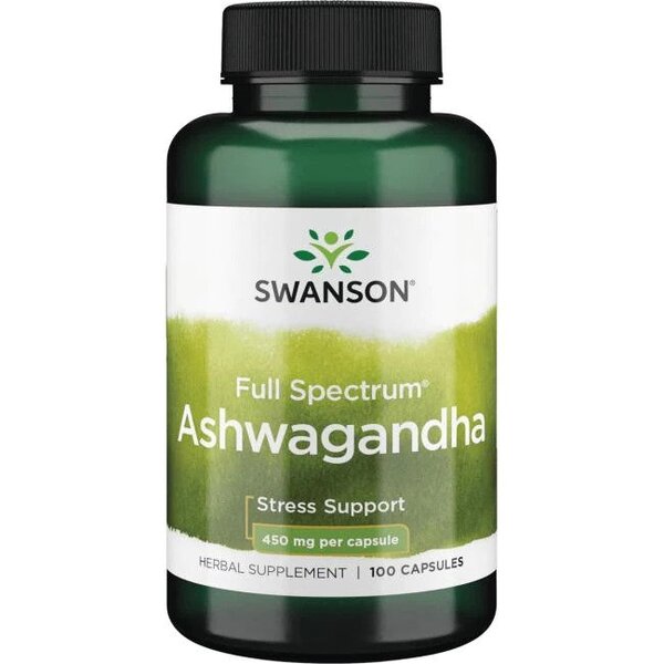Swanson Ashwagandha 450mg na Stres i Wyciszenie 100 Kapsułek