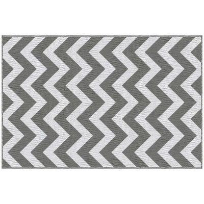 Outsunny 121 x 182 cm(4x6ft) Outdoor Rug Reversible Mat Plastic Straw Rug Portable RV Camping Mat for Garden Deck Picnic Indoor, Light Grey & White