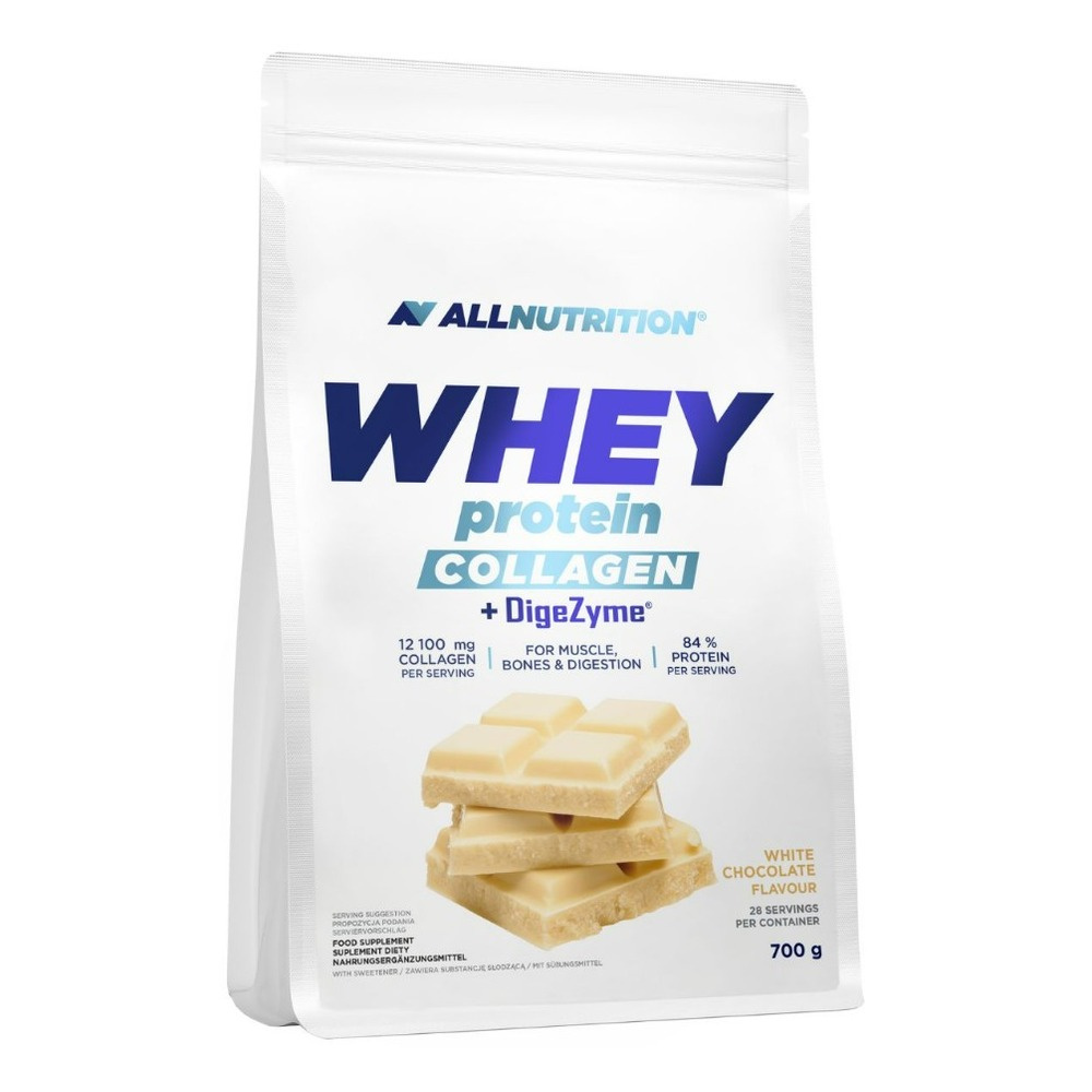 Allnutrition Whey Protein Collagen + DigeZyme, White Chocolate - 700g