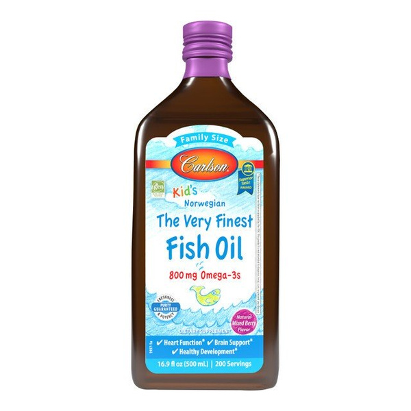 Carlson Labs Tran dla Dzieci The Very Finest Fish Oil O Smaku Owoców Leśnych Na Zdrowy Rozwój 500ml