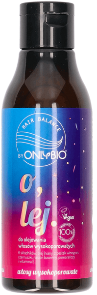 OnlyBio Hair In Balance Wegański Olej do Olejowania Włosów Wysokoporowatych 150ml