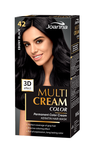 Joanna Multi Cream Trwały Intensywny Kolor Włosów Farba Pielęgnująca 42 Hebanowa Czerń 60x40x20g