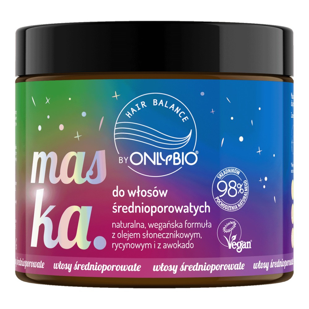Onlybio Hair In Balance Maska do Włosów Średnioporowatych z Olejem Słonecznikowym i Rycynowym 400ml