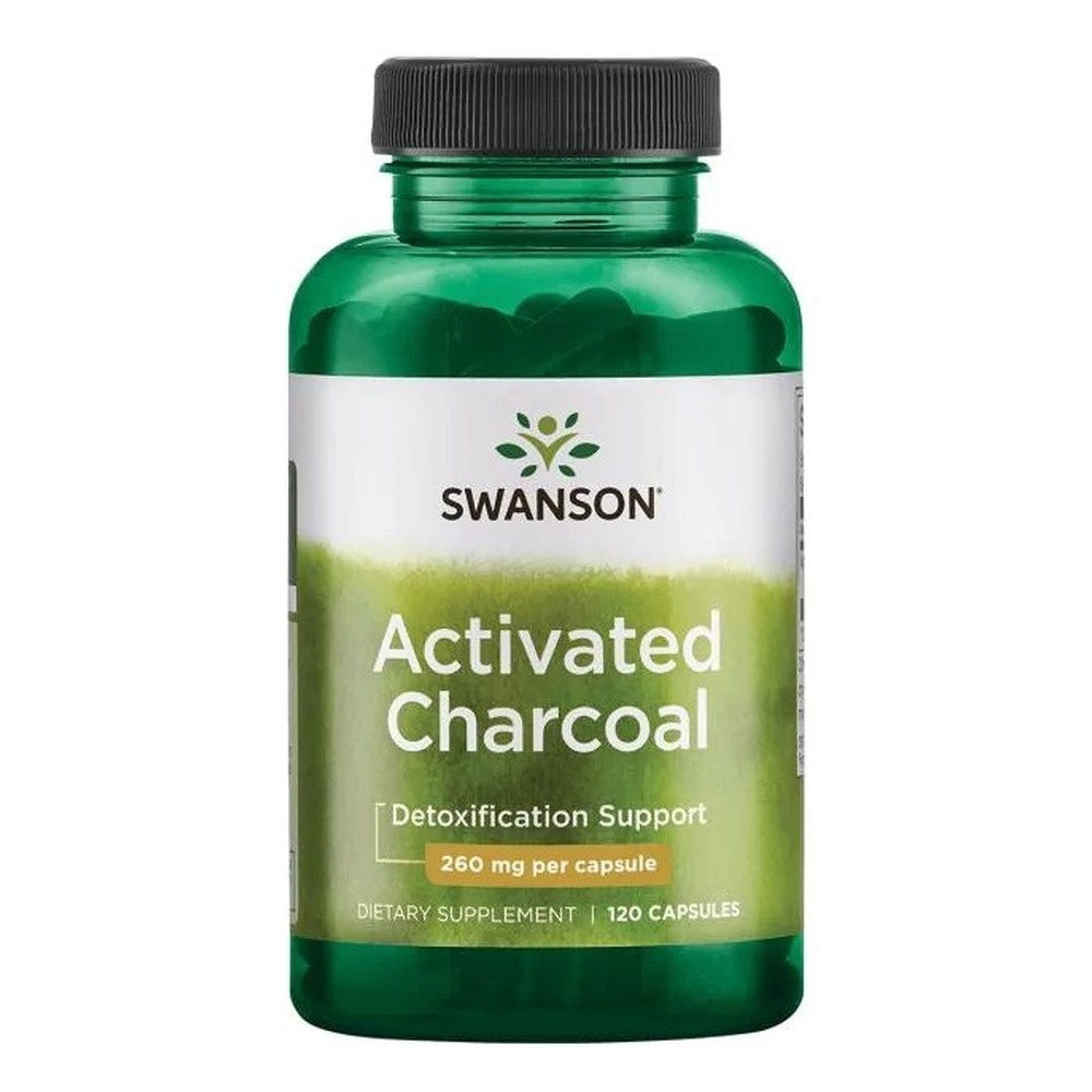 Swanson Węgiel Aktywny 260mg na Wsparcie Trawienia 120 Kapsułek