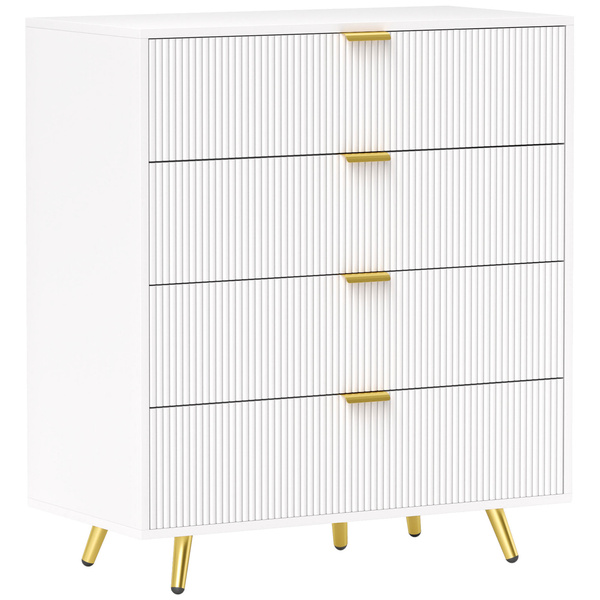HOMCOM Elegant Four-Drawer Bedside Table - White