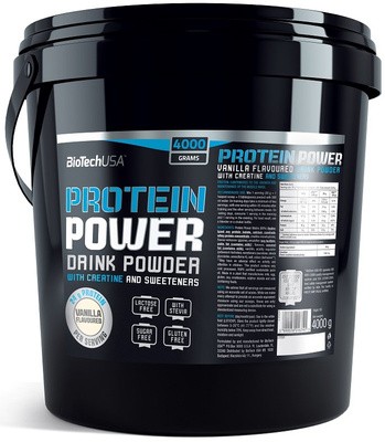 BioTechUSA Protein Power Truskawka Banan Odżywka Białkowa z Kreatyną Na Wsparcie Mięśni 4000g