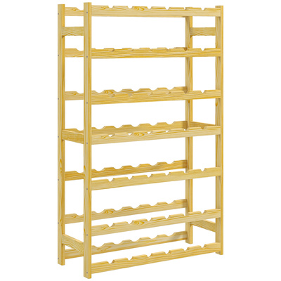 HOMCOM 42-Bottle Wooden Wine Rack - Natural Finish