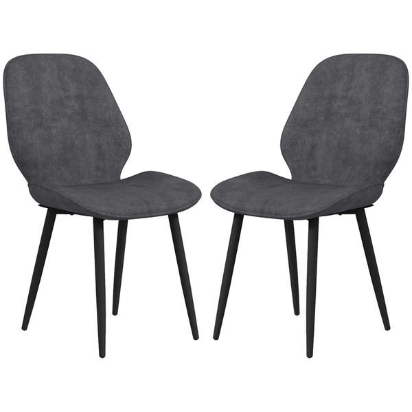 HOMCOM Velvet Dining Chairs, Set of 2 Dining Room Chairs with Metal Legs for Living Room, Dining Room, Grey