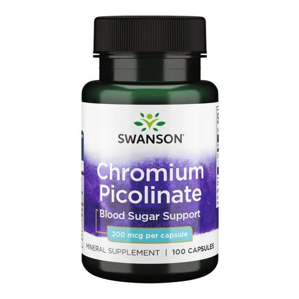 Swanson Pikolinian Chromu 200mcg na Poziom Cukru 100 Kapsułek