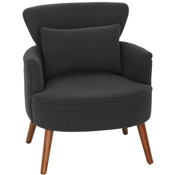 HOMCOM Corduroy Retro Accent Chair - Black