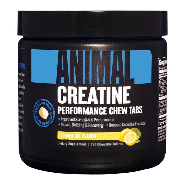 Animal Creatine Chews Lemon Ice Kreatyna w Tabletkach do Żucia Na Siłę Mięśni 120 Tabletek do Żucia