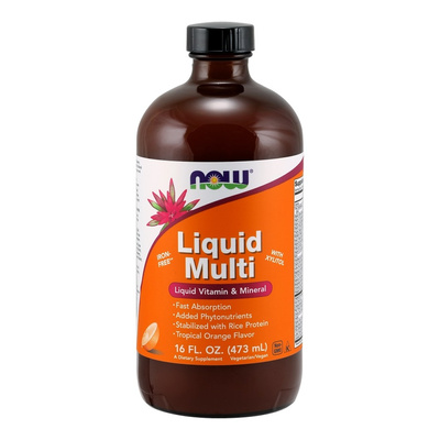 NOW Foods Płynna Multiwitamina o Smaku Jagodowym Bez Żelaza 473ml