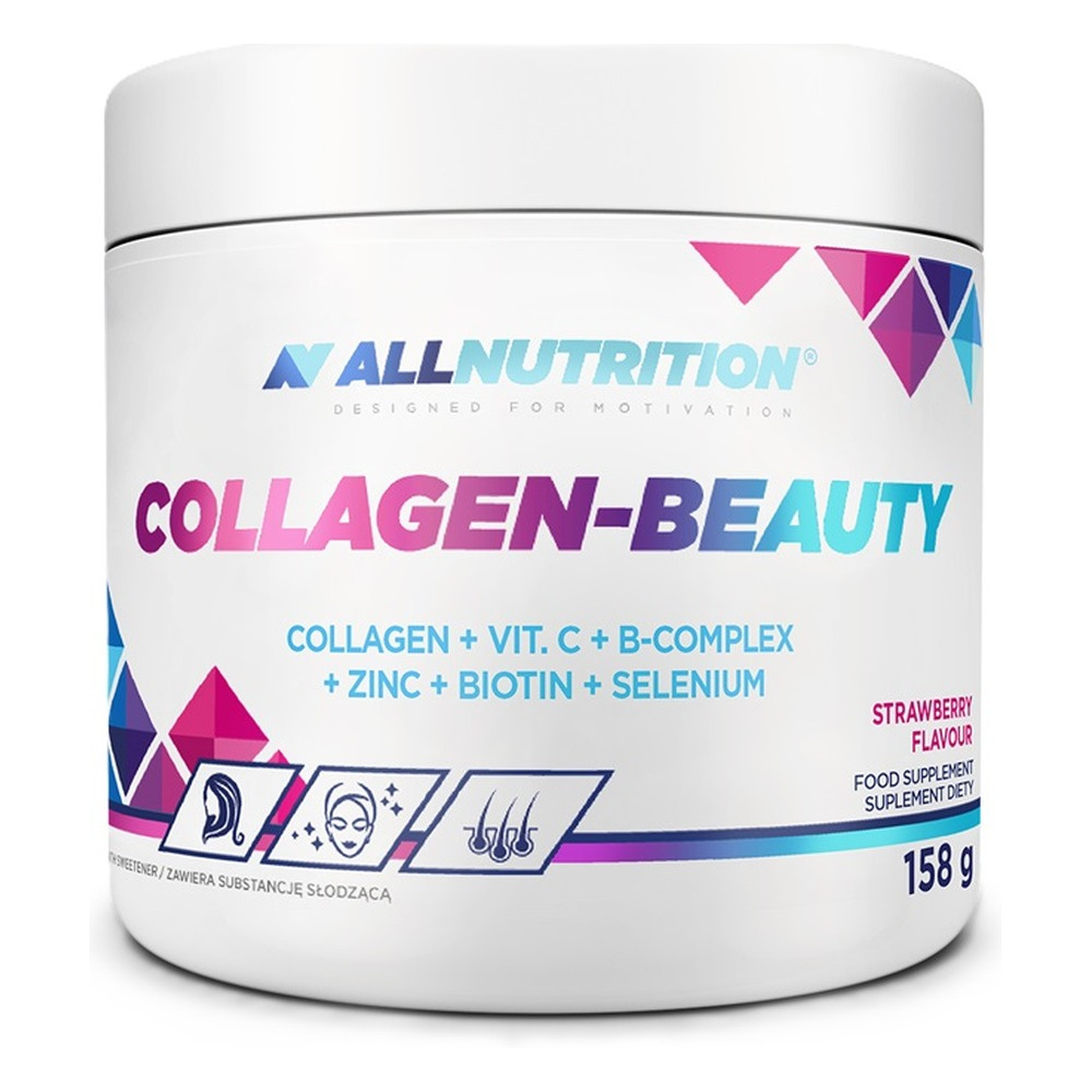 Allnutrition Collagen-Beauty Hydrolizowany Kolagen Wołowy z Kompleksem Witamin i Minerałów Strawberry 158g