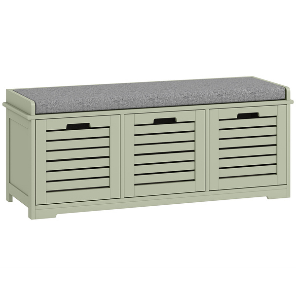 HOMCOM 3-Drawer Shoe Storage Bench - Green