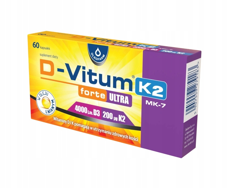 D-Vitum forte Ultra 4000 j.m. 200 µg K2 dla Dorosłych 60 Kapsułek