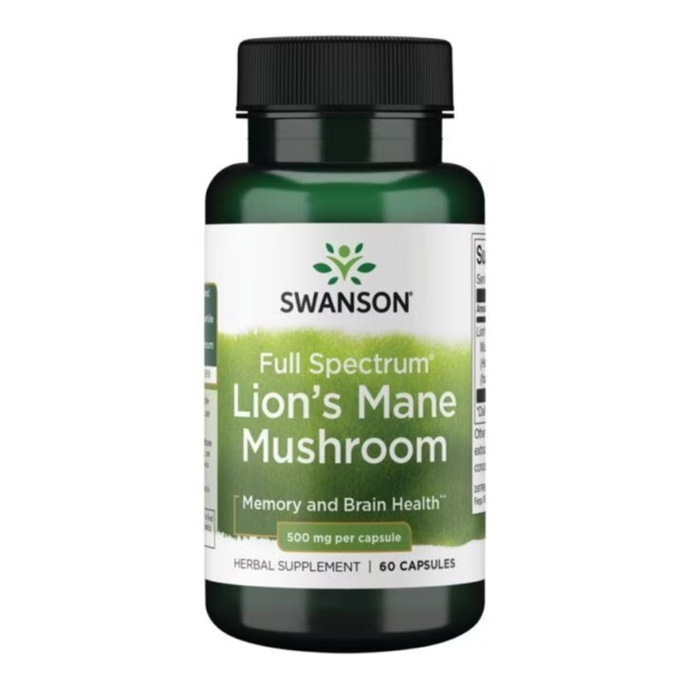 Swanson Soplówka Jeżowata 500mg na Pamięć i Układ Nerwowy 60 Kapsułek