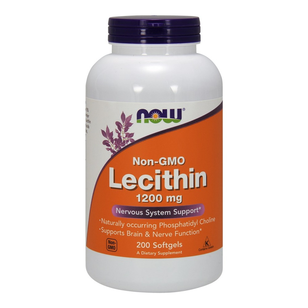 NOW Foods Lecytyna 1200 mg Wsparcie Układu Nerwowego i Funkcji Mózgu 200 Kapsułek