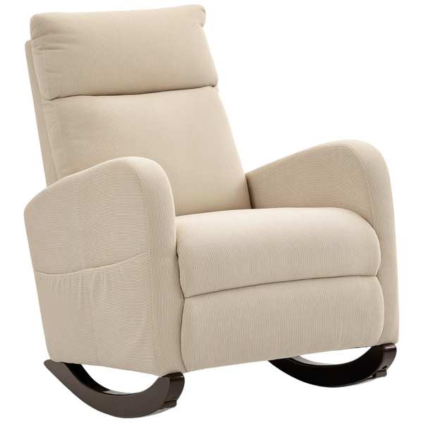 HOMCOM Corduroy Rocking Armchair - Beige