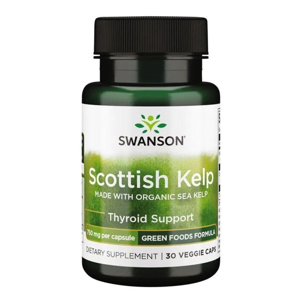 Swanson Scottish Kelp 750mg z Jodem na Wsparcie Tarczycy 30 Kapsułek