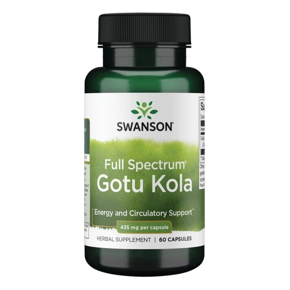 Swanson Gotu Kola 435mg Wąkrotka Azjatycka Wspierająca Pamięć i Krążenie 60 Kapsułek