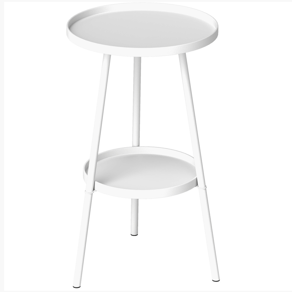Outsunny Two-Tier Metal Garden Table - White