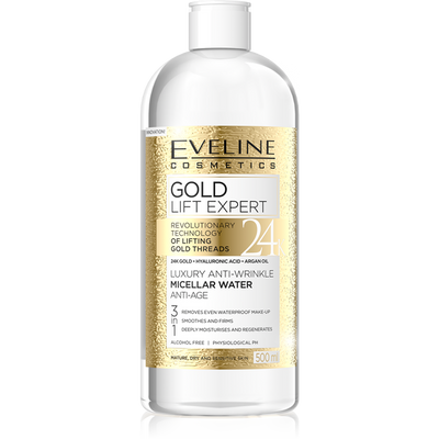 Eveline Gold Lift Expert Luksusowy Przeciwzmarszczkowy Płyn Micelarny 3w1 do Cery Dojrzałej 500ml