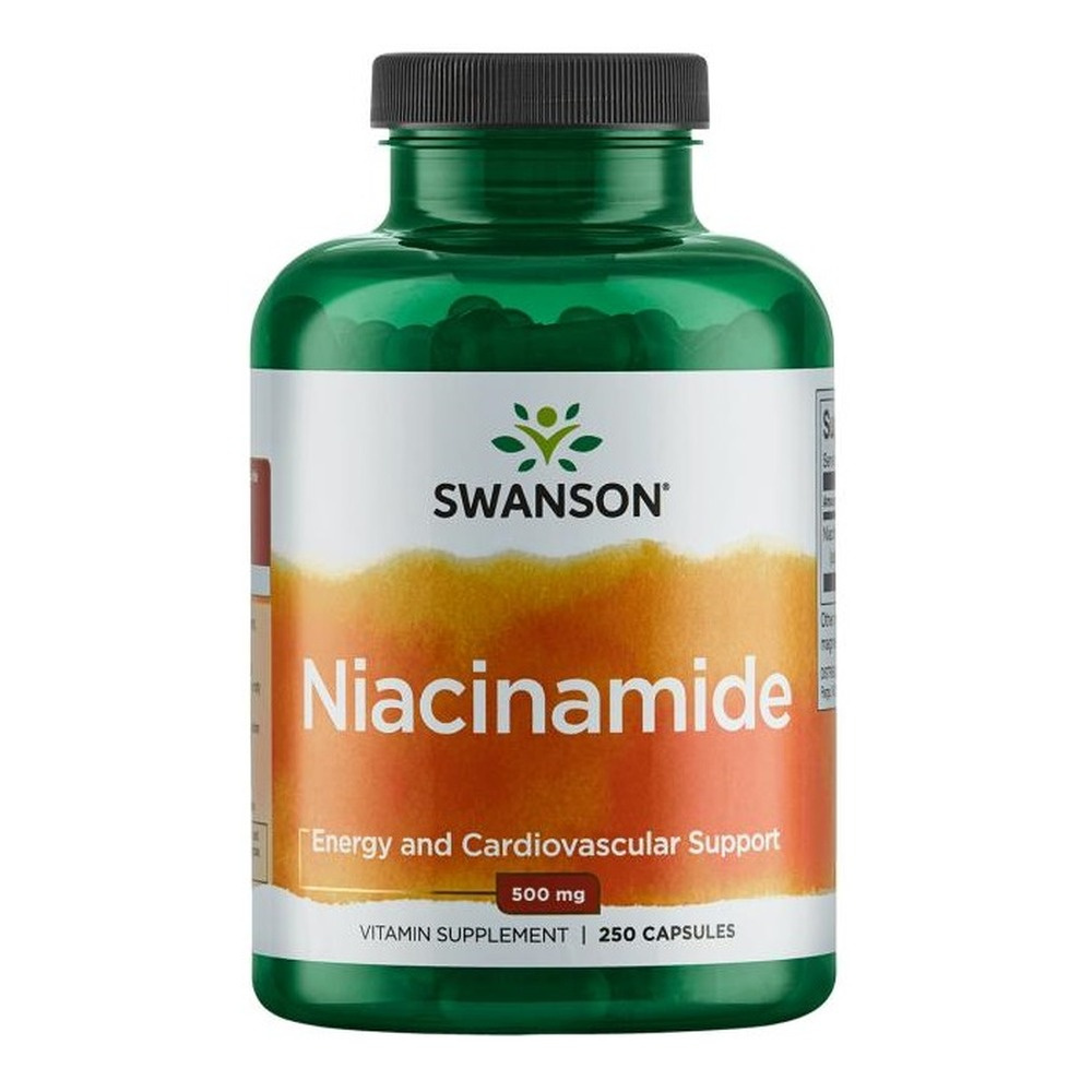 Swanson Niacinamide 500mg Witamina B3 na Skórę i Energię 250 Kapsułek