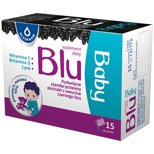 Blu Baby Podwójnie Standaryzowany Ekstrakt z Czarnego Bzu na Odporność dla Dzieci i Dorosłych 15 Saszetek