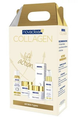 NovaClear Collagen Zestaw Lift Action Krem na Dzień Krem na Noc Żel do Mycia Twarzy i Serum 3x50ml 30ml