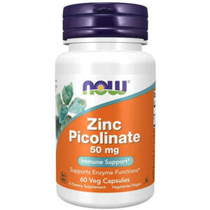 Now Foods Zinc Picolinate 50mg Wspomaga Zdrowie Kości Włosów Skóry i Paznokci 60 Kapsułek