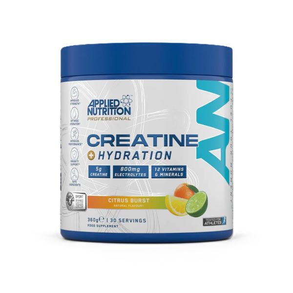 Applied Nutrition Kreatyna i Nawodnienie Cytrynowy Proszek Na Siłę i Regenerację 360g