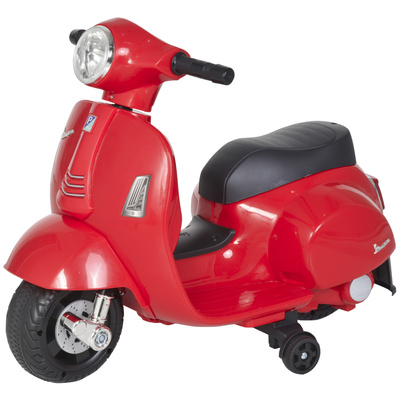 HOMCOM Vespa Licensed 6V Kids Electric Motorbike Ride On Motorcycle  Battery Powered for 18-36 Months with Horn Light Red