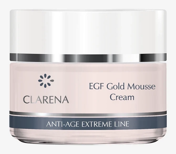 Clarena EGF Golden Line Odmładzający Peptydowy Krem Przeciwzmarszczkowy w Musie z Kolidalnym Złotem 50ml