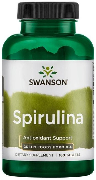 Swanson Spirulina 500mg na Energię i Wsparcie Detoksu 180 Tabletek