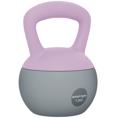 SPORTNOW 12KG Soft Kettlebell, Kettlebell with Non-Slip Handle for Home Gym, Weight Lifting, Strength Training, Purple/Grey
