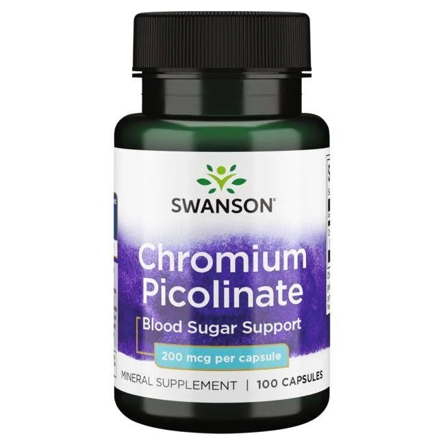 Swanson Pikolinian Chromu 200mcg na Poziom Cukru 100 Kapsułek