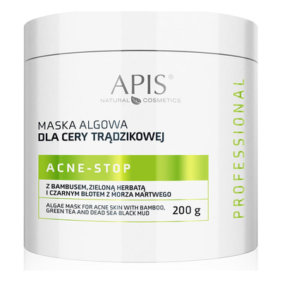 Apis Professional Acne Stop Maska Algowa z Bambusem Zieloną Herbatą i Czarnym Błotem dla Cery Trądzikowej 200g