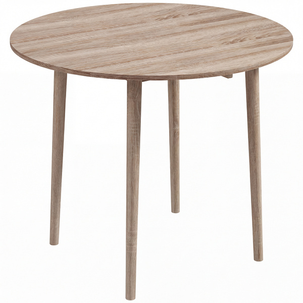 HOMCOM Folding Dining Table for 4, Round Drop Leaf Table, Modern Space Saving Small Kitchen Table with Wood Legs for Dining Room, Natural