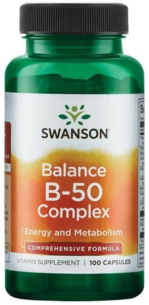 Swanson Balance B-50 Kompleks Witamin z Grupy B na Energię i Układ Nerwowy 100 Kapsułek