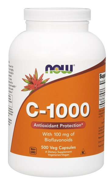 Now Foods Vitamin C-1000 Bioflawonoidy i Rutyna Wspiera Odporność Kości i Stawy 500 Kapsułek