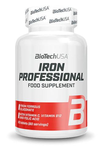 BioTechUSA Iron Professional Suplement z Żelazem Na Poziom Żelaza i Produkcję Krwi 60 Tabletek