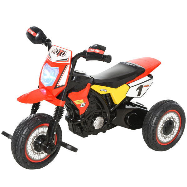 HOMCOM Trike for Kids, Toddler Pedal Motorcycle, Kids Ride On Tricycle Early Learning w/ Music Lights Handlebar Stickers Exercise Boys Girls Gift for 18 - 36 Months Red