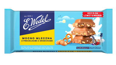 E. Wedel Czekolada Mocno Mleczna z Precelkami i Orzechami 80g