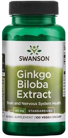 Swanson Ginkgo Biloba 120mg na Pamięć i Koncentrację 100 Kapsułek