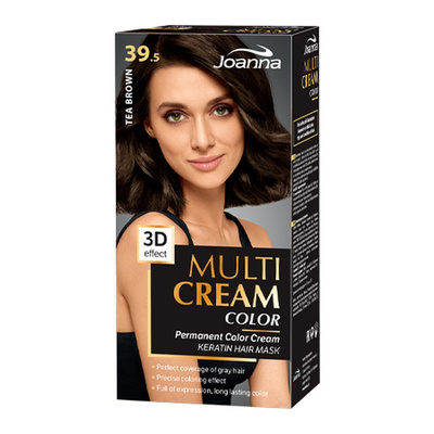 Joanna Multi Cream Trwały Intensywny Kolor Włosów Farba Pielęgnująca 39.5 Herbaciany Brąz 60x40x20g